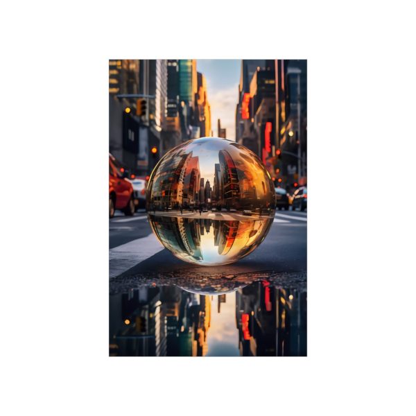 Escher's Touch New York Cityscape Through Glass Globe