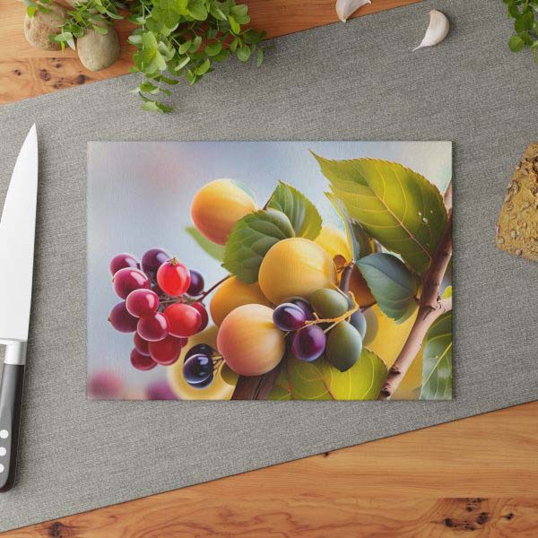 NaturesBounty™ - A Fruitful Symphony Glass Cutting Board ❤️