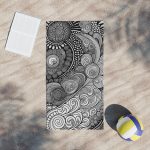 "Ink Mirage" Intricate Line Art Beach Towel - Unveiling the Magic of Imagination!