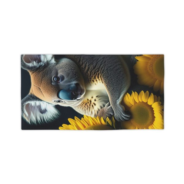 Koala's Sunflower Fiesta Beach Towel - Where Koalas and Sunflowers Party in Style!