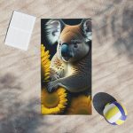 Koala's Sunflower Fiesta Beach Towel - Where Koalas and Sunflowers Party in Style!