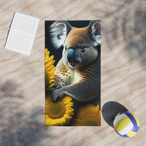 Koala's Sunflower Fiesta Beach Towel - Where Koalas and Sunflowers Party in Style!