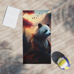 Cherry Blossom Zen Panda Painted Beach Towel!