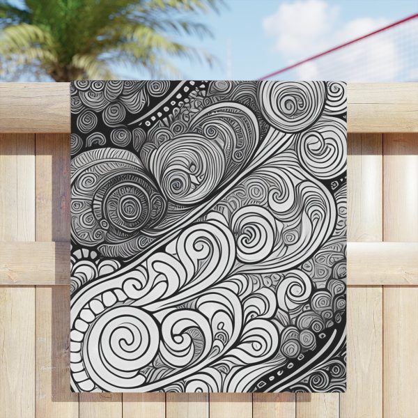 "Ink Mirage" Intricate Line Art Beach Towel - Unveiling the Magic of Imagination!