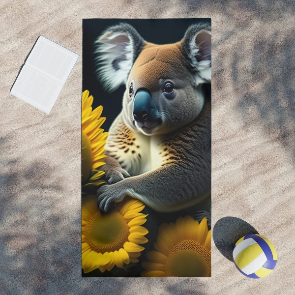 Koala's Sunflower Fiesta Beach Towel - Where Koalas and Sunflowers Party in Style!