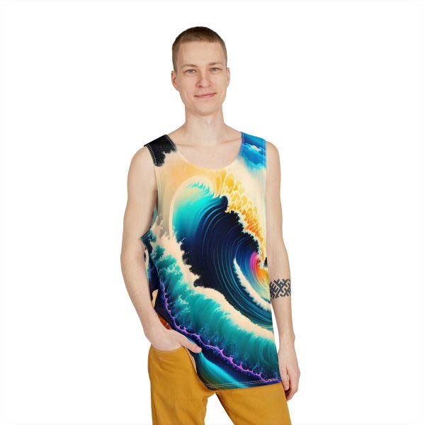 Artistic Fusion 🌊 Tsunami Wave Fusion Tank Top!