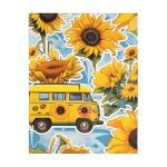Highway Blooms™ VW Van Sunflower 🌻 Velveteen Minky Blanket