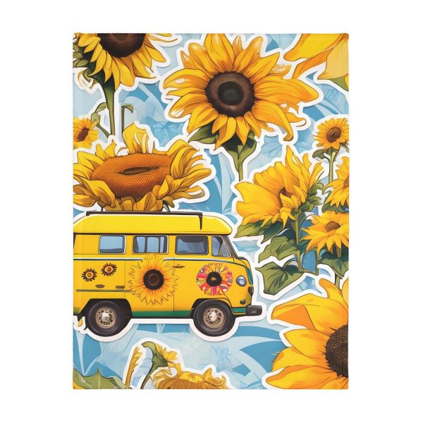 Highway Blooms™ VW Van Sunflower 🌻 Velveteen Minky Blanket