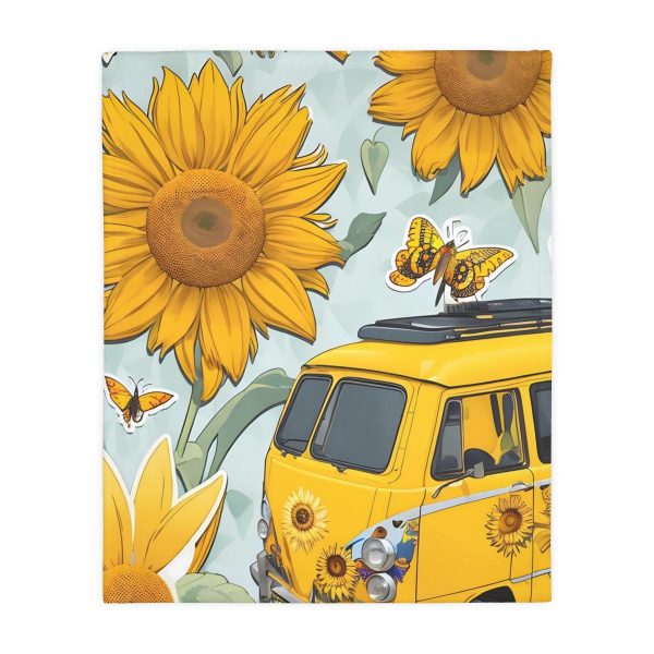 Highway Blooms™ VW Van Sunflower 🌻 Velveteen Minky Blanket