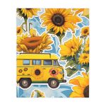 Highway Blooms™ VW Van Sunflower 🌻 Velveteen Minky Blanket
