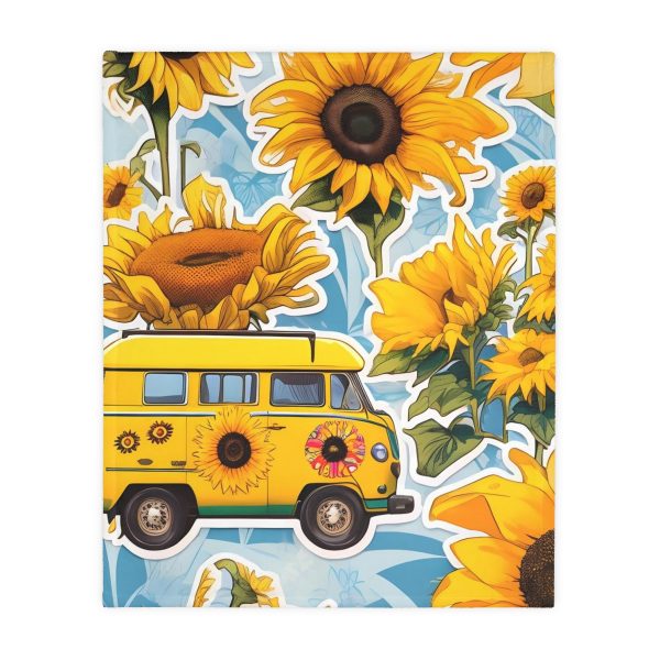 Highway Blooms™ VW Van Sunflower 🌻 Velveteen Minky Blanket