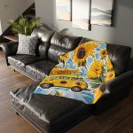Highway Blooms™ VW Van Sunflower 🌻 Velveteen Minky Blanket