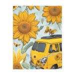Highway Blooms™ VW Van Sunflower 🌻 Velveteen Minky Blanket