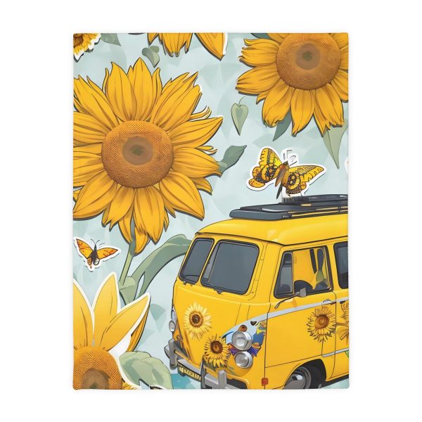 Highway Blooms™ VW Van Sunflower 🌻 Velveteen Minky Blanket