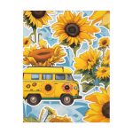 Highway Blooms™ VW Van Sunflower 🌻 Velveteen Minky Blanket