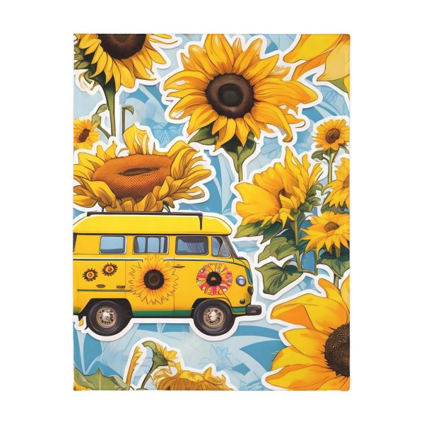Highway Blooms™ VW Van Sunflower 🌻 Velveteen Minky Blanket
