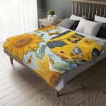 Highway Blooms™ VW Van Sunflower 🌻 Velveteen Minky Blanket