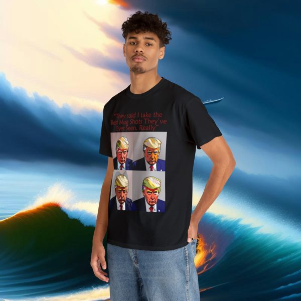 Trump Mug Shot Pop Art Tee: Politics and Pop Artistry - Two Side Graphic T-Shirt