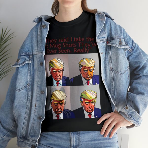 Trump Mug Shot Pop Art Tee: Politics and Pop Artistry - Two Side Graphic T-Shirt