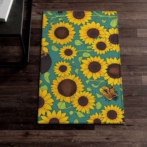 Sunflower & Bees Area Rug: Step into Nature's Whimsical Dance! 🌻🐝