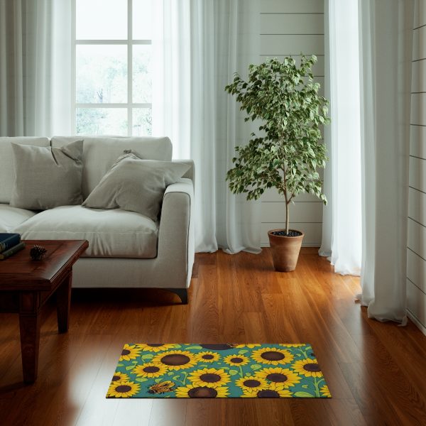Sunflower & Bees Area Rug: Step into Nature's Whimsical Dance! 🌻🐝
