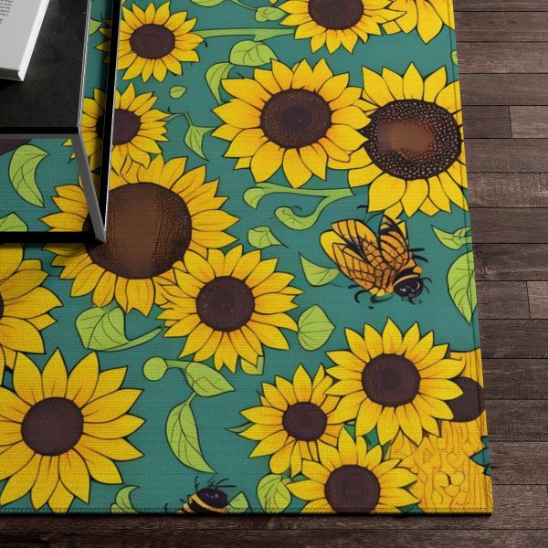 Sunflower & Bees Area Rug: Step into Nature's Whimsical Dance! 🌻🐝