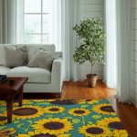 Sunflower & Bees Area Rug: Step into Nature's Whimsical Dance! 🌻🐝