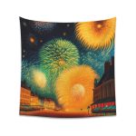Impressionist Blaze - Midnight Sky Fireworks Tapestry