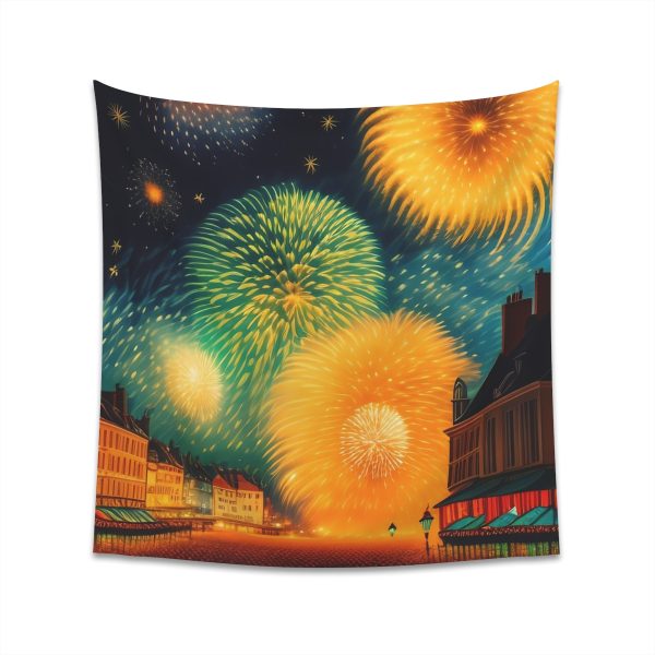 Impressionist Blaze - Midnight Sky Fireworks Tapestry