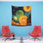 Impressionist Blaze - Midnight Sky Fireworks Tapestry