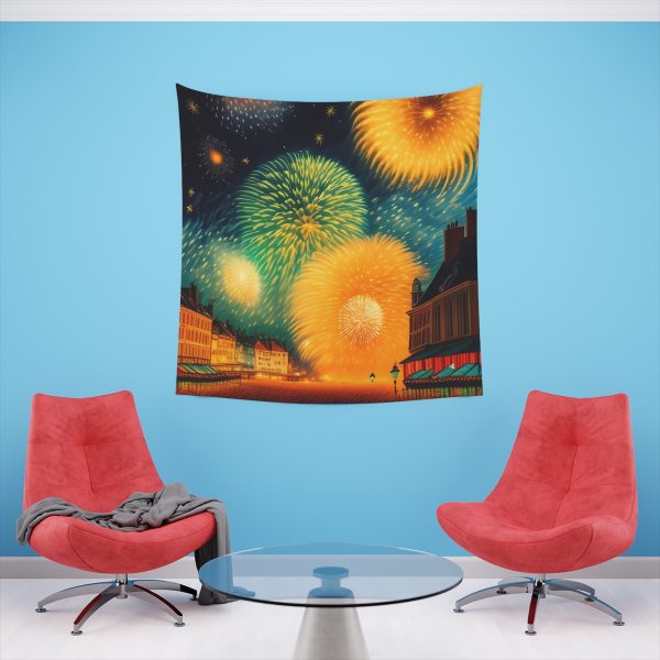 Impressionist Blaze - Midnight Sky Fireworks Tapestry