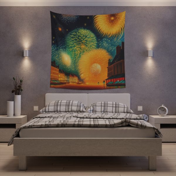 Impressionist Blaze - Midnight Sky Fireworks Tapestry