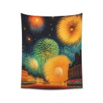Impressionist Blaze - Midnight Sky Fireworks Tapestry