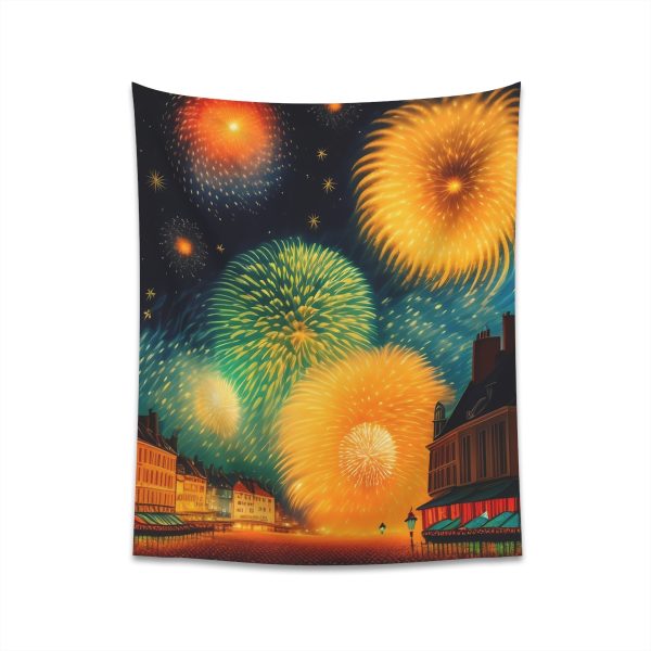 Impressionist Blaze - Midnight Sky Fireworks Tapestry