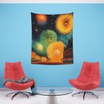 Impressionist Blaze - Midnight Sky Fireworks Tapestry