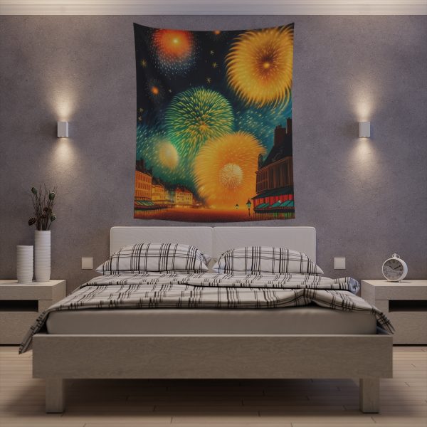 Impressionist Blaze - Midnight Sky Fireworks Tapestry