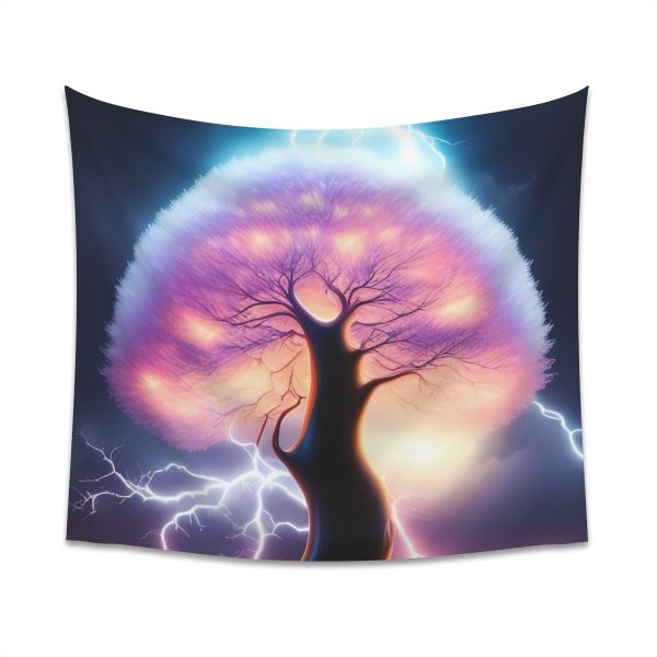 Electrified Tree of Life - Radiant Night Tapestries
