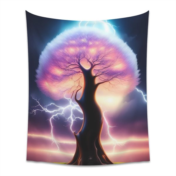 Electrified Tree of Life - Radiant Night Tapestries