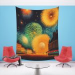 Impressionist Blaze - Midnight Sky Fireworks Tapestry