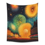 Impressionist Blaze - Midnight Sky Fireworks Tapestry