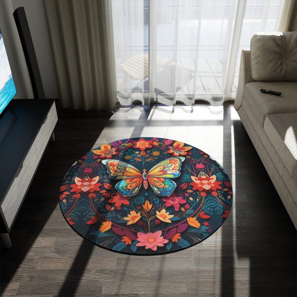 Butterfly Brilliance Round Area Rug: Mandala Madness Meets Winged Wonder! 🦋🎨