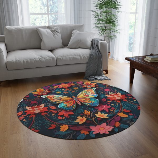 Butterfly Brilliance Round Area Rug: Mandala Madness Meets Winged Wonder! 🦋🎨