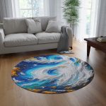 Twilight Tides: A Round Area Rug with Acrylic Artistry 🌊🎨