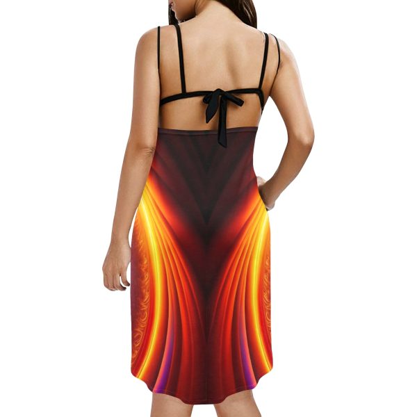 🌟🌺 Scarlett Radial Starlet Backless Beach Dress: A Vision in Red and Radiance! 🌺🌟