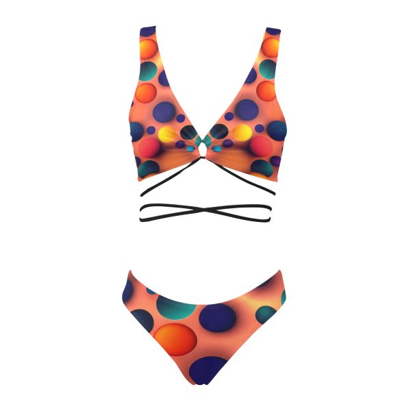 Halftone Harmony™ Cross String Bikini Set - Painting the Beach in Pixelated Perfection!