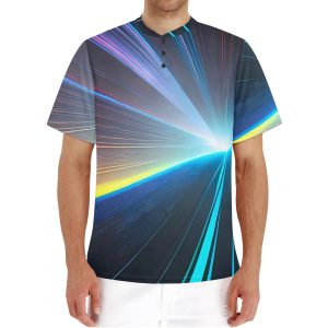🌆 ‘Urban Prism Warrior’: The Henley T-Shirt That Rocks Your World! 🌆🎸
