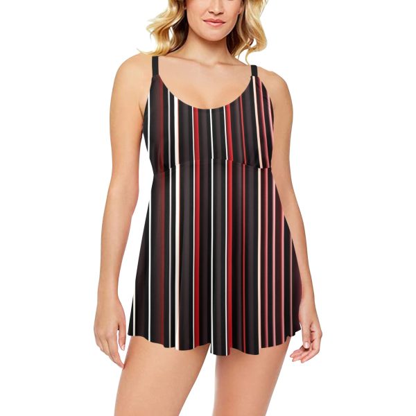 A Splash of Elegance: The Chest Sexy Pleated Two-Piece Swim Dress!
