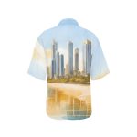 Urban Tidal Rhythms: The Skyscraper Sunset Beach Groove Business Casual Shirt for Women