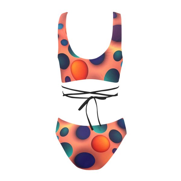Halftone Harmony™ Cross String Bikini Set - Painting the Beach in Pixelated Perfection!