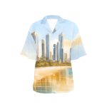 Urban Tidal Rhythms: The Skyscraper Sunset Beach Groove Business Casual Shirt for Women